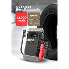 Seyoni Akü Takviye Cihazı | 4'ü 1 Arada Hava Kompresörü, Powerbank, LED Işık, Lastik Şişirici, Lastik Pompası