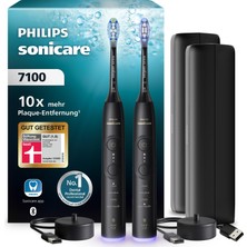 Philips Sonicare 7100 Elektrikli Diş Fırçası, Uygulamalı Sonic Diş Fırçası, 4 Fırçalama Modu, 3 Yoğunluk Seviyesi, Basınç Kontrolü, Easystart, Smartimer, Siyah, 2'li Paket, HX7429/03 [yeni Teknoloji]
