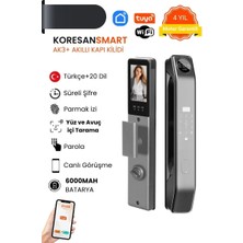 Koresan Akıllı Kilit Tuya - AK3 Model: Yüz, Avuç içi Tanıma - Parmak Izi - Wifi - Parola