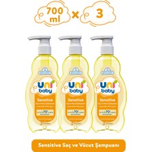 Uni Baby Sensitive Saç ve Vücut Şampuanı 700 ml 3'lü