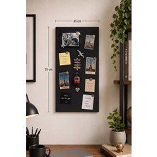 Dünya Magnet Mıknatıslı Pano, Siyah Renk, 30X75 Cm, Dekoratif Metal Hatırlatma Hatıra Magnet Panosu