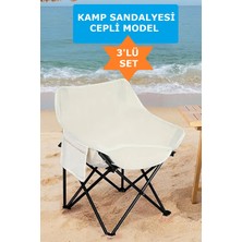 Ciyu Ticaret Katlanabilir Kamp Sandalyesi Cepli Model 3'lü Set Kamp Tatil Piknik Sandalyesi Seti