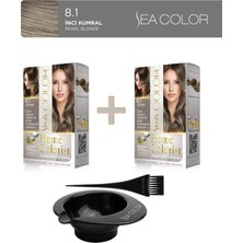 Sea Color 2'li Paket Home Colorist Set Saç Boyası 8.1 Inci Kumral, Boya Tası ve Fırça Hediye!