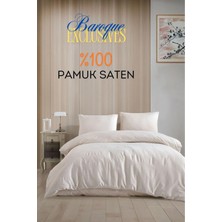 Loyal Home Baroque Ekru Çizgili Saten Çift Kişilik Nevresim Takımı