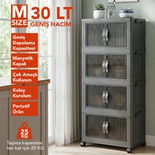 Lavine ”medıum” 4 Katlı Portatif Dolap Organizer 30LT Çok Amaçlı Mıknatıs Kapaklı, Katlanır, Tekerlekli