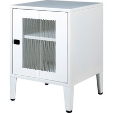 Lande Ziglat Serisi Kilitli Metal Home Office Dolabı %70 Perfore Kapaklı Beyaz (RAL 9003) 450x490x450 mm