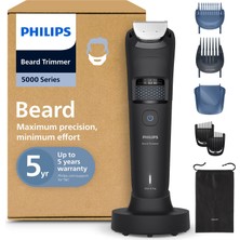Philips Sakal Kesme Makinesi 5000 Serisi Kendiliğinden Bilenen Metal Bıçaklar, 40 Uzunluk Ayarı, Beardsense Teknolojisi, Saç Toplayıcı, %100 Su Geçirmez, Geçiş Tarağı, Seyahat Çantası, Model BT5785/30
