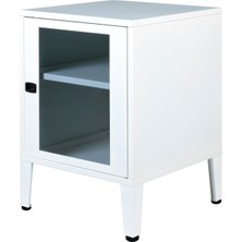 Lande Ziglat Serisi Cam Kapaklı Kilitli Metal Home Office Dolabı Beyaz (RAL 9003) 450x490x450 mm