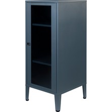 Lande Ziglat Serisi Cam Kapaklı Kilitli Metal Home Office Dolabı Antrasit Gri (RAL 7016) 450x1102x450 mm