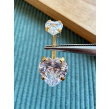 Aida Jewelss %100 316 L Cerrahi Çelik Büyük Kalp Modeli Çelik Göbek Piercingi