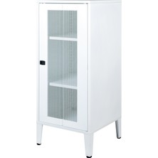 Lande Ziglat Serisi Kilitli Metal Home Office Dolabı %70 Perfore Kapaklı Beyaz (RAL 9003) 450x940x450 mm