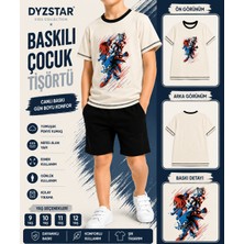 Dyzstar Baskılı Çocuk Tişörtü Kırık Beyaz Kısa Kollu Penye Tişört 9-10-11-12 Yaş