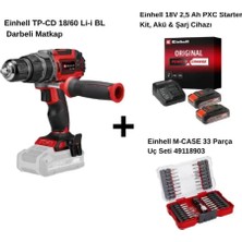 Einhell Tp-Cd 18/60 Li-I Bl Çift Akülü 2.5 Ah Darbeli Matkap + Einhell M‑case 33 Parça Uç Seti 49118903