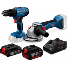 Bosch Gsb 183-LI Akülü Darbeli Delme/vidalama Makinesi + Gws 18V-8 Akülü Taşlama Makinesi (1x Gba 18V 2.0AH Akü, 1x Gba 18V 5.0AH Akü, Gal 18V-40 Şarj Aleti)