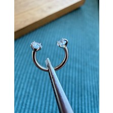 Aida Jewelss %100 316 L Cerrahi Çelik Çift Taşı Tasarım Helix Tragus Kıkırdak Piercing