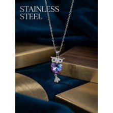 Stainless Steel 316L Çelik Zincir Gümüş Renk Baykuş Model Çelik Kolye