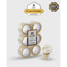 Allam 6 Adet Akrilik Şeffaf Koli Bandı 60MM x 67MT Güçlü Yapışkan
