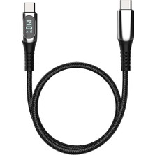 Micflip A08 Type-C To Type-C Dijital LED Göstergeli Data ve Şarj Kablosu 140W 1m Siyah
