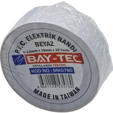 Bay-Tec MK0760 Elektri̇k Bandı Beyaz 18MM 10YARDS (10'lu Paket)