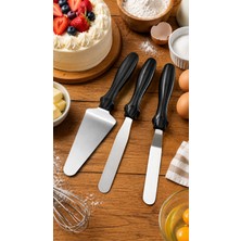 Destpak 3 Adet Pastacı Spatula Seti - Paslanmaz Çelik Pastacılık Spatulası - 3'lü Pasta Spatulası - Sürme Yayma ve Alma Spatula Set