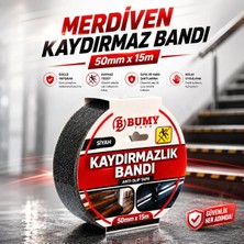 Bumy Merdiven Zemin Kaydırmaz Bant 5 cm X 15 metre Yapışkanlı Yer Zemin Kaymaz Bandı Siyah Bantları