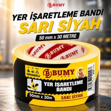 Bumy Yer İşaretleme Bandı Sarı Siyah 50 mm x 30 Metre Pvc Zemin Uyarı Şerit Bantı Bantları