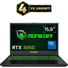 Monster Abra A5 V21.9.5 Intel Core 7 240H 32GB Ram 1 Tb SSD 4 GB Rtx 3050 Windows 11 Home 15,6" 144 Hz Oyun Bilgisayarı