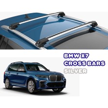 Turtle Air-1 Silver Cross Bar Kit, Bmw X7 G07 Tavan Taşıyıcı Port Bagaj, Bisiklet ve Kayak Taşıyıcı Ara Atkı Seti, Gri