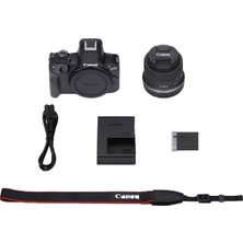 Canon Eos R50 4K / 24,2mp Aps-C Aynasız Dijital Fotoğraf Makinesi, Rf-S 18-45MM F4.5-6.3 Is Stm Lens + Vlogger Kiti -Siyah