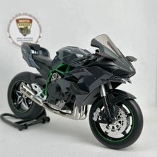 Moto Garage Kawasaki Ninja H2 1:12 Diecast Motosiklet Modeli - Sesli Işıklı - Siyah Yeşil