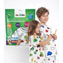 Carioca 5-6 Yaşyıkanabilir Boyanabilir T-Shirt Pamuk -Keçeli Kalem Hediyeli