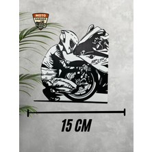 Moto Garage Bmw Motosiklet Sürücüsü 3D Duvar Tablosu – Siyah Beyaz Mini Moto Wall Art