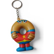 Hureggo Vintage Süper Kahraman Tasarımlı Donut Squishy (Sukuşi) Yumuşak Stres Anahtarlığı