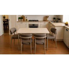 Efe Mobilya T-6001 Traverten  Mdf 70X120  Polo Kahve Sandalye 4 Kişilik Yemek Masası Takımı