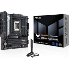 Asus Tuf Gamıng B860M Plus Wıfı Intel Matx Anakart, 12+1+2+1 80A Drmos Güç Aşamaları, Ddr5, Pcıe 5.0, 3xm.2 Yuvaları, Wifi 7, 2.5gb Ethernet, Displayport, Hdmı, Dp Alt Modlu USB 20GBPS Tip-C Outlet