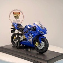 Moto Garage Mavi Yarış Motosikleti #54 - 1:18 Ölçek (12CM) Kutulu Standlı Diecast Model