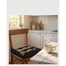 Auriva Home 2’li Pofidik Siyah Sandalye Minderi, Bağcıklı 40 x 40