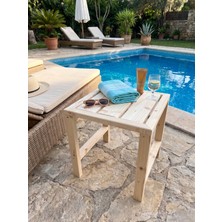 Nest Woodtr Doğal Ham Ahşap Bahçe Sehpası 1 Adet 40X40X45CM