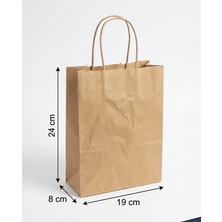 19X8X24 cm Kraft Büküm Saplı Çanta Hediye Poşeti