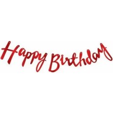 Borapack Happy Birthday Kaligrafi Banner Metalize Kırmızı