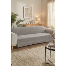 TCH Home Living Bambu Antrasit Süngerli Kayma Yapmaz Yumuşak Koltuk Örtüsü Puantiyeli Noktalı Şal Desen 170X210 cm