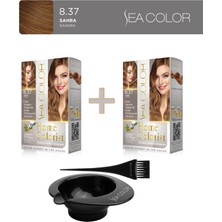 Sea Color 2'li Paket Home Colorist Set Saç Boyası 8.37 Sahra, Boya Tası ve Fırça Hediye!