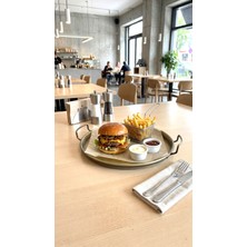 Home Greyfurtart Gold Kaplama Yuvarlak Kulplu Tepsi Sunum Kafe Tip Patates Kızartması Tabağı Tabak Cafe Tip Hamburger Türk Kahvesi Kahve Sunum Tabağı Tabak Tepsisi Tepsi