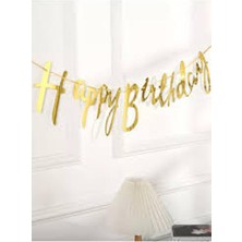 Borapack Happy Birthday Kaligrafi Banner Metalize Gold