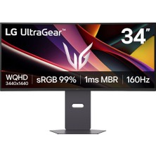 Lg 34″ Ultragear™ Wqhd Kavisli Oyun Monitörü, 160Hz, 1ms Mbr, Nvıdıa G-Sync – 34G600A-B