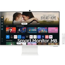 Samsung Smart Monitor M8 (M80D) 32″ Düz, UHD 4k, Va Panel, Smart Tv Uygulamaları, HDR10+, Usb-C, Ergonomik, 60 Hz, 4 Ms (Gtg) (LS32DM801UMXUE)