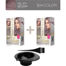 Sea Color 2'li Paket Home Colorist Set Saç Boyası Ul-V+ Soft Viyole, Boya Tası ve Fırça Hediye!