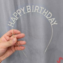 Hobibahçem Gümüş Kristal Taşlı Happy Birthday Doğum Günü Tacı Ithal Ürün A Kalite 17X16 cm