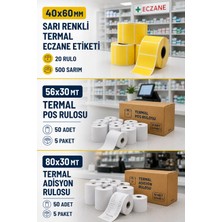 Miray Rulo *Eczanelere Özel* Mega Paket- Eczane Etiketi Sarı 40X60 mm 500 Net Sarım 20 Rulo + 56*30 mt 50 Adet + 80*30 mt 50 Adet