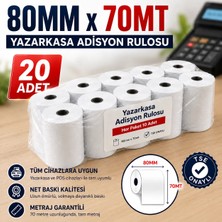 80X70 mt Termal Pos Rulosu (20 Adet) - Yüksek Kaliteli Yazarkasa Rulosu
